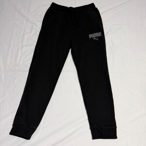 Puma‎ Kids Black Fleece Joggers Sweatpants Silver Logo Size L 14/16